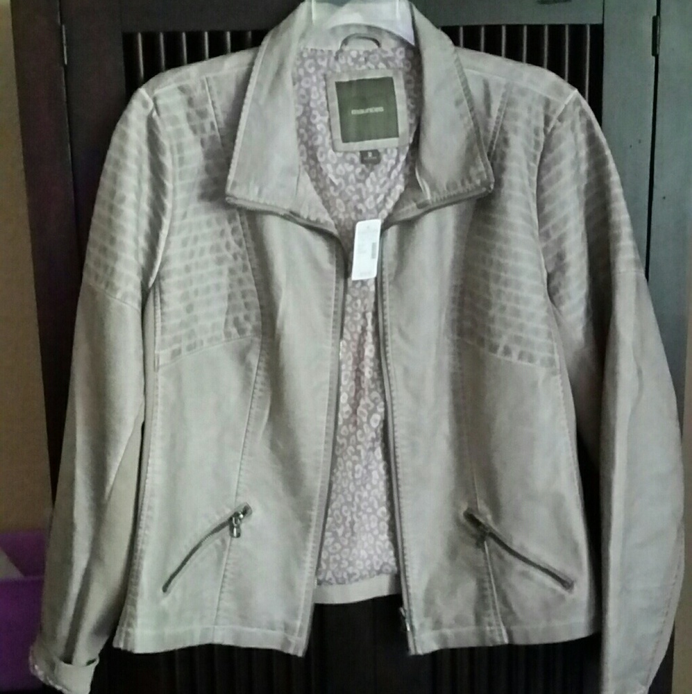 Mauvy-Grey Leather look Jacket